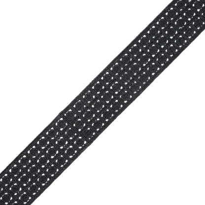 Black Embroidered Lace Trim - 1.5