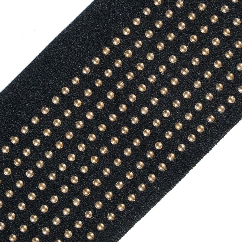 Italian Gold Studded Black Elastic Trim - 2 - Detail