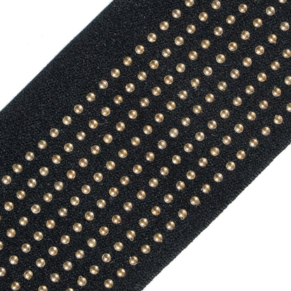 Italian Gold Studded Black Elastic Trim - 2 - Detail