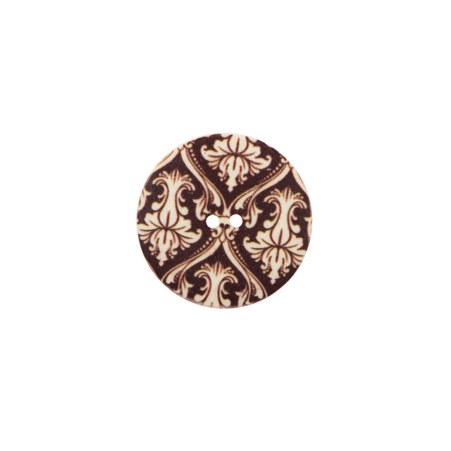 Italian Carafe Brown Damask Printed Button - 24L/15mm