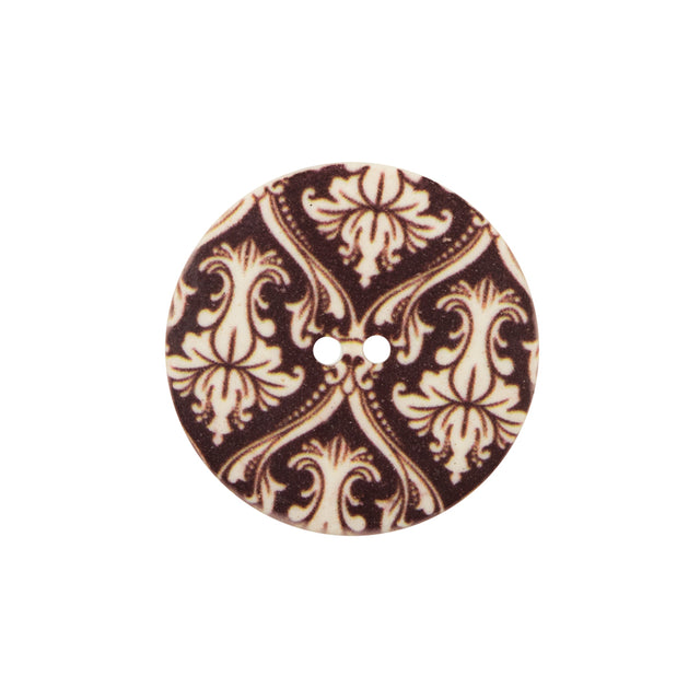 Italian Carafe Brown Damask Printed Button - 36L/22mm