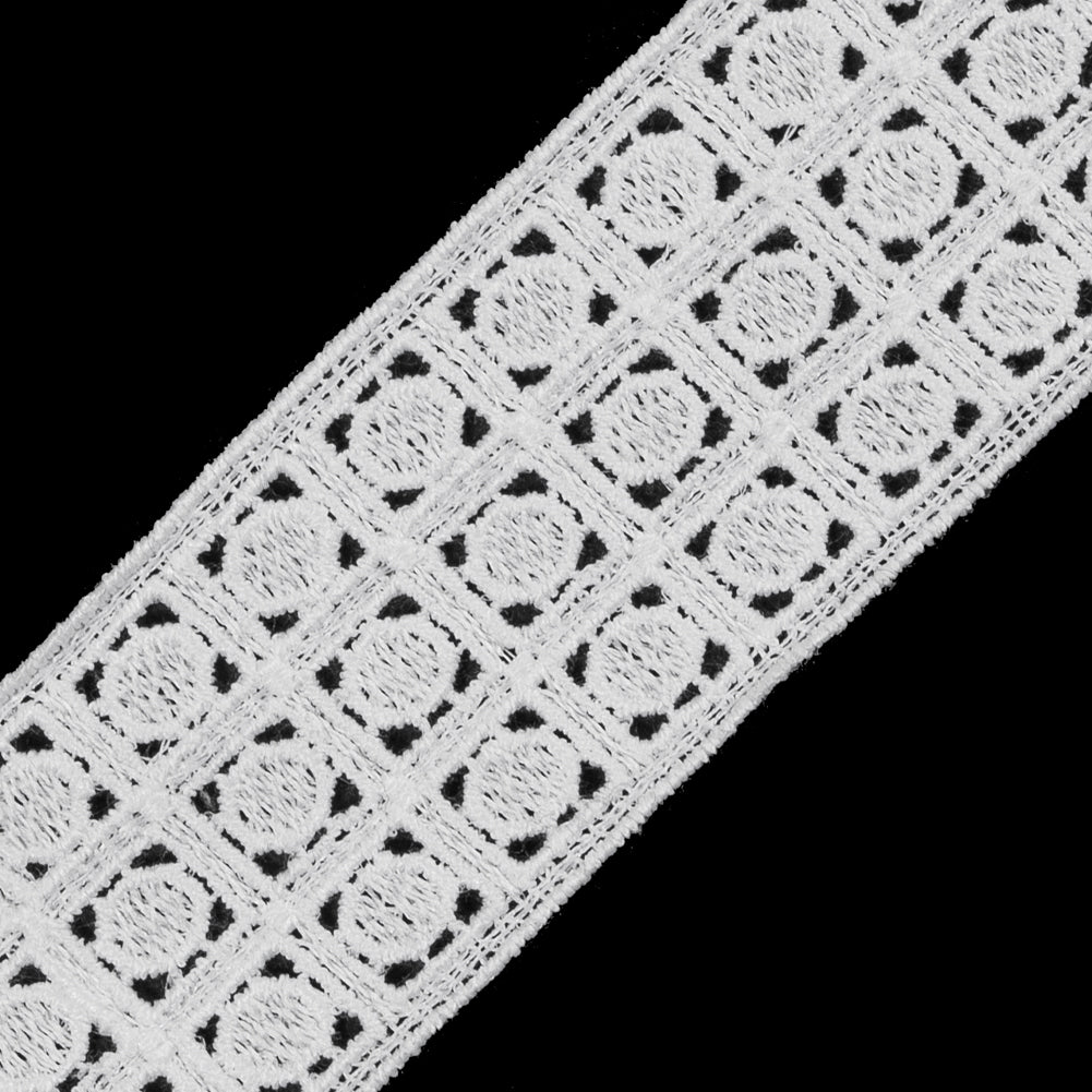 White Embroidered Lace Trim - 1.5" Detail