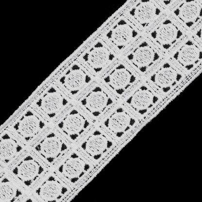 White Embroidered Lace Trim - 1.5" Detail