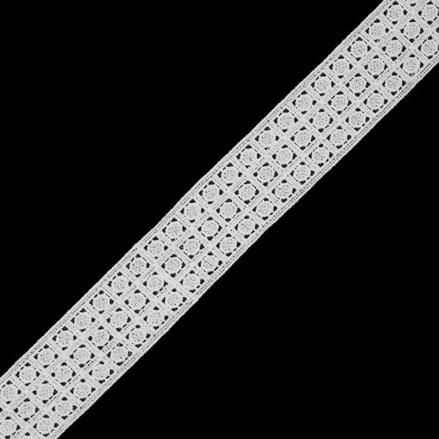 White Embroidered Lace Trim - 1.5"