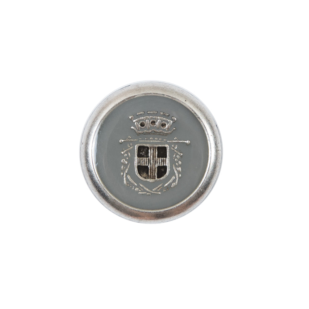 Italian Gray and Silver Crest Metal Button - 32L/20mm