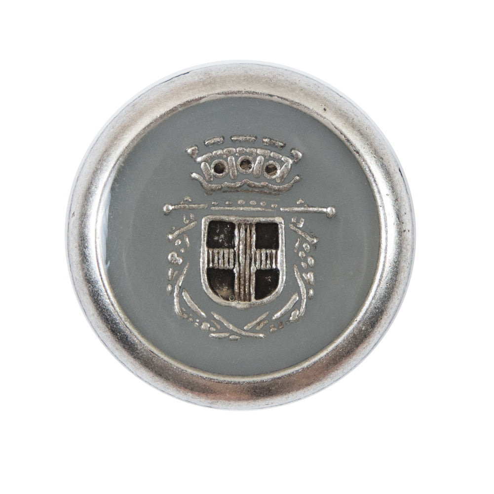 Italian Gray and Silver Crest Metal Button - 44L/28mm