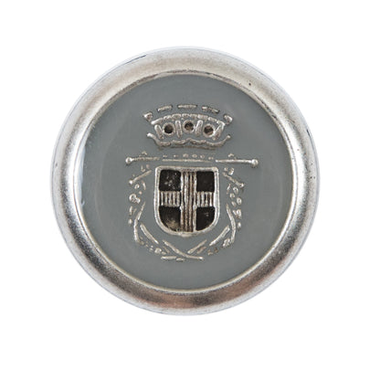 Italian Gray and Silver Crest Metal Button - 44L/28mm