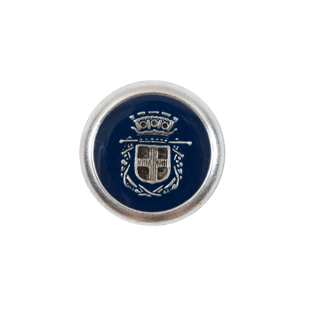 Italian Patriot Blue and Silver Crest Metal Button - 32L/20mm