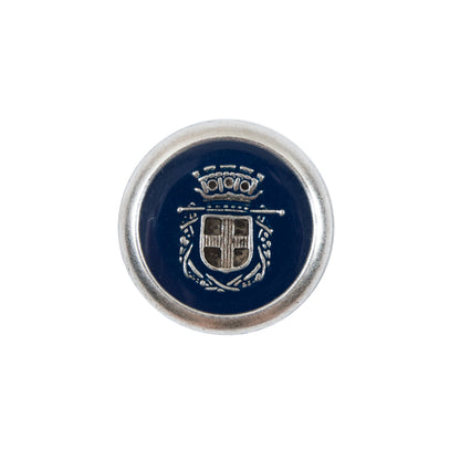 Italian Patriot Blue and Silver Crest Metal Button - 32L/20mm
