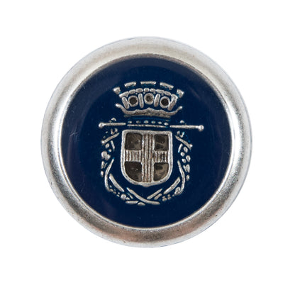 Italian Patriot Blue and Silver Crest Metal Button - 44L/28mm