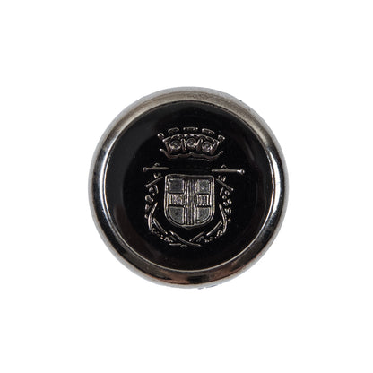 Italian Black and Silver Crest Metal Button - 36L/23mm
