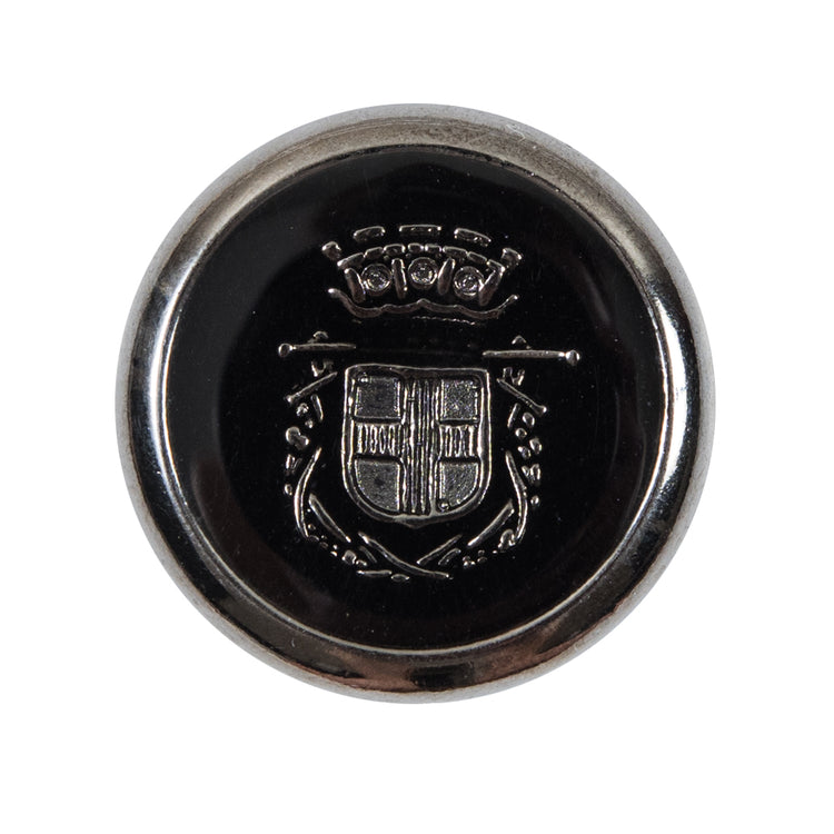 template--25130090922057__main-Italian Black and Silver Crest Metal Button - 44L/28mm