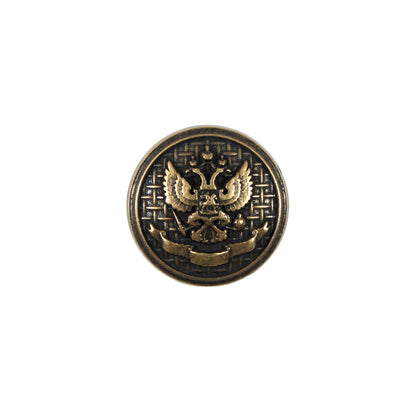 Italian Antique Gold Button with Double-Headed Eagle Emblem - 24L/15mm