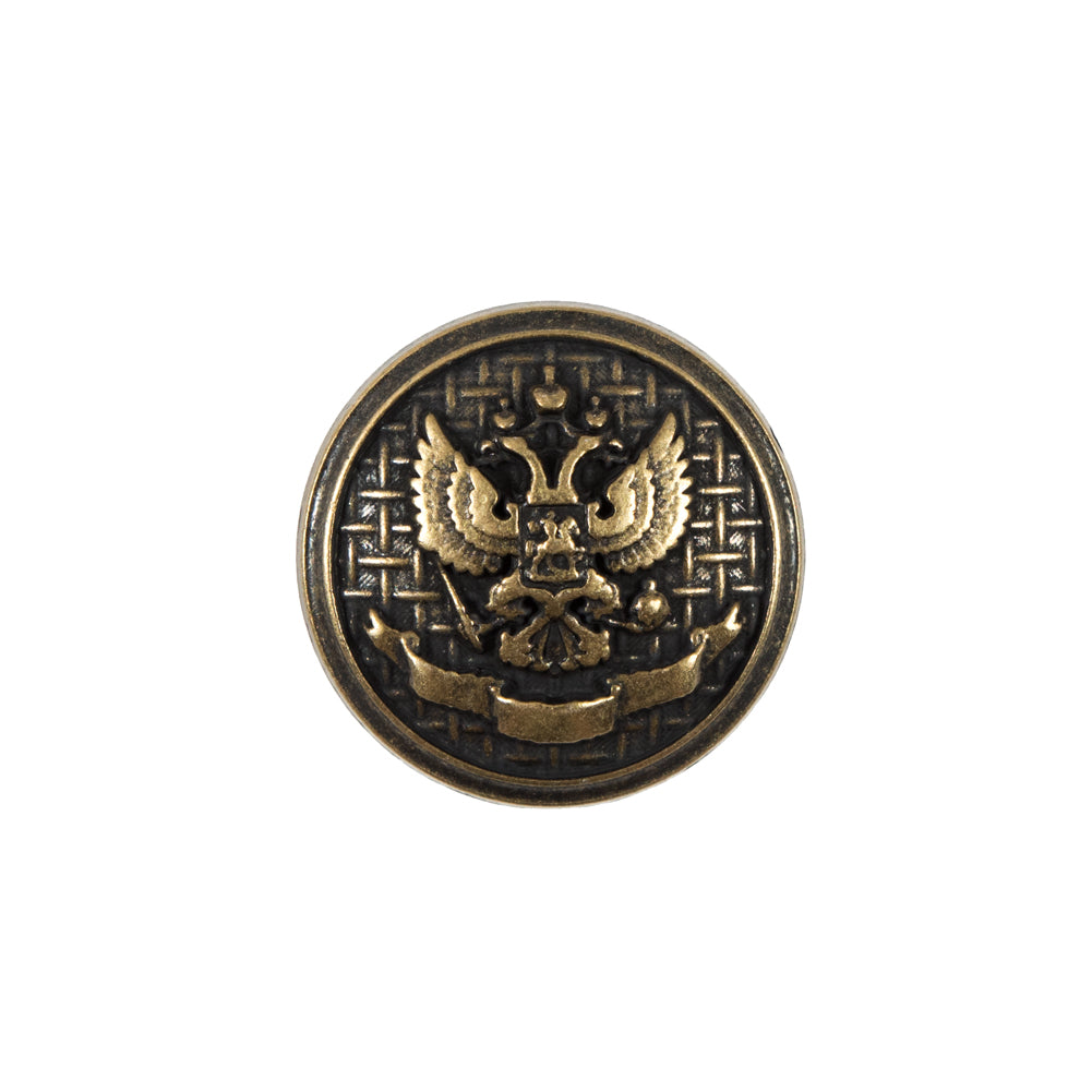 Italian Antique Gold Button Button with Double-Headed Eagle Emblem - 32L/20mm