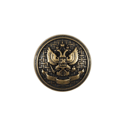 Italian Antique Gold Button Button with Double-Headed Eagle Emblem - 32L/20mm