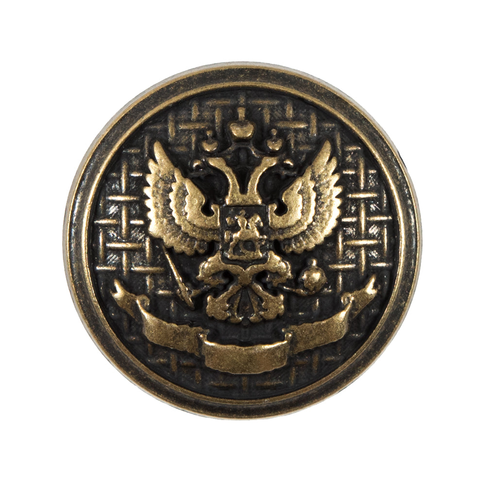 Italian Antique Gold Button Button with Double-Headed Eagle Emblem - 44L/28mm