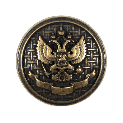 Italian Antique Gold Button Button with Double-Headed Eagle Emblem - 44L/28mm
