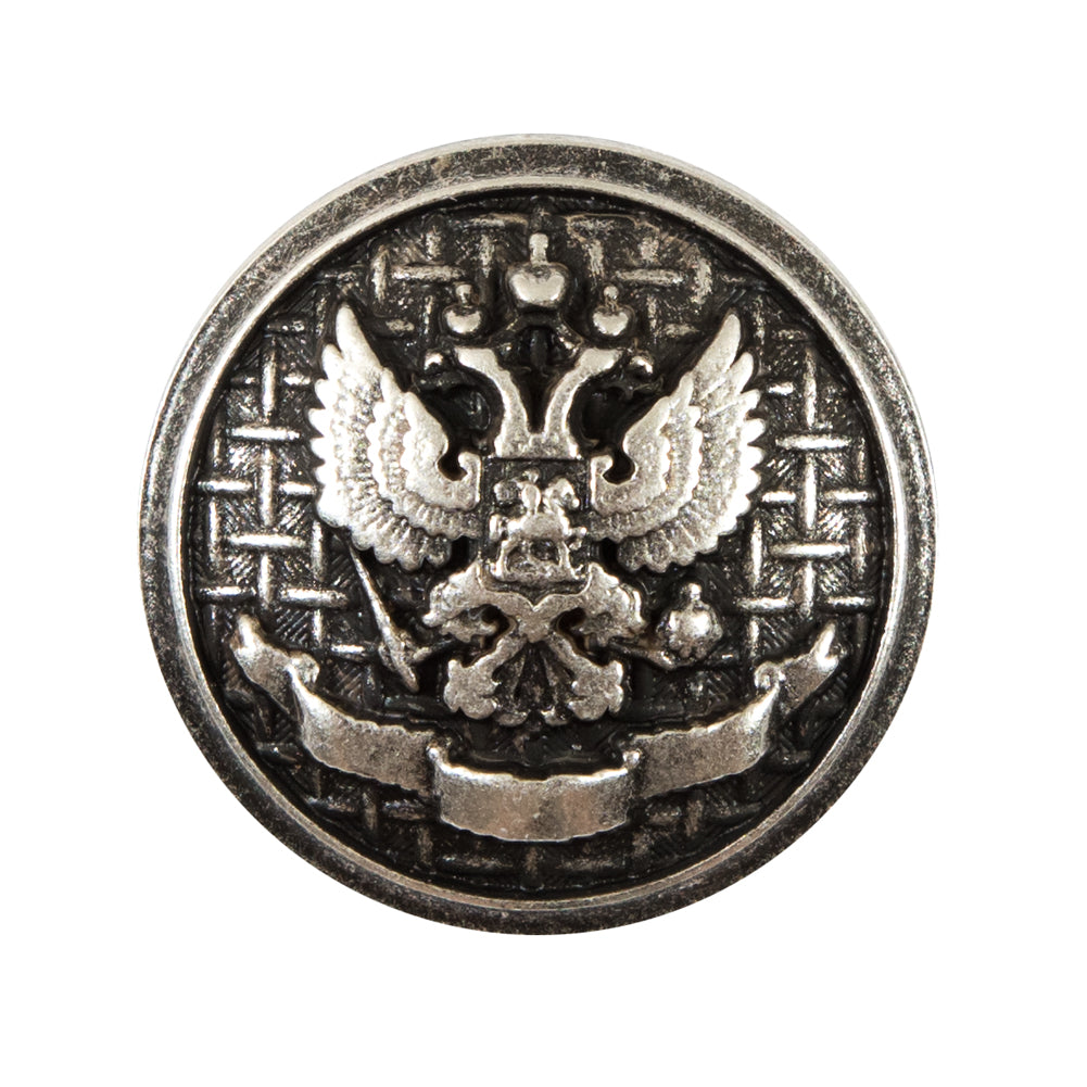 Italian Silver Button with Double-Headed Eagle Emblem - 44L/28mm