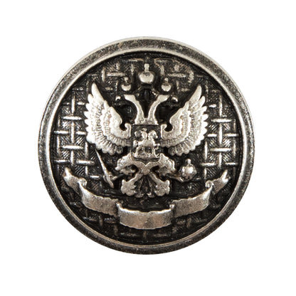 Italian Silver Button with Double-Headed Eagle Emblem - 44L/28mm