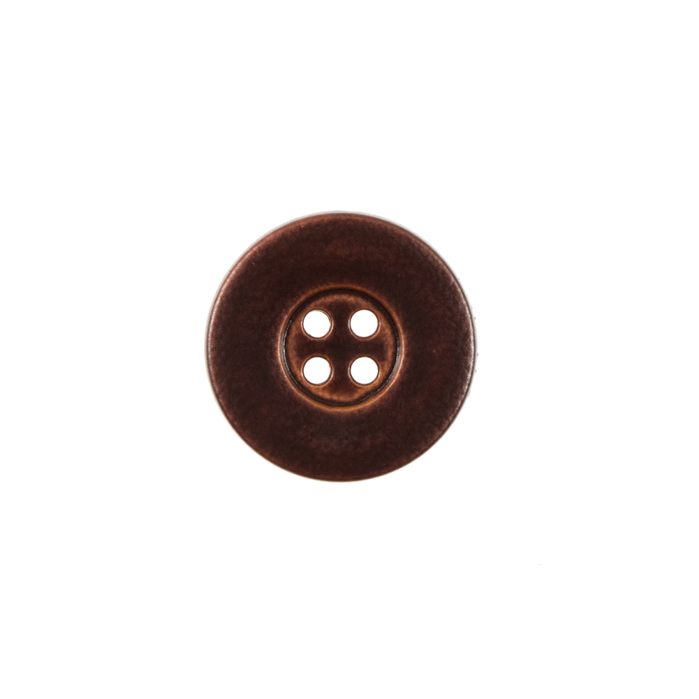 Italian Dark Brown 4-Hole Plastic Button - 24L/15mm