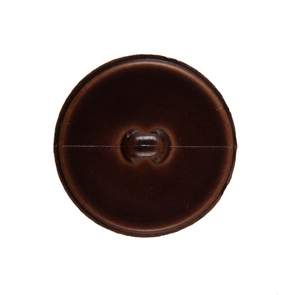 Italian Dark Brown Faux Leather Plastic Button - 40L/25mm - Detail