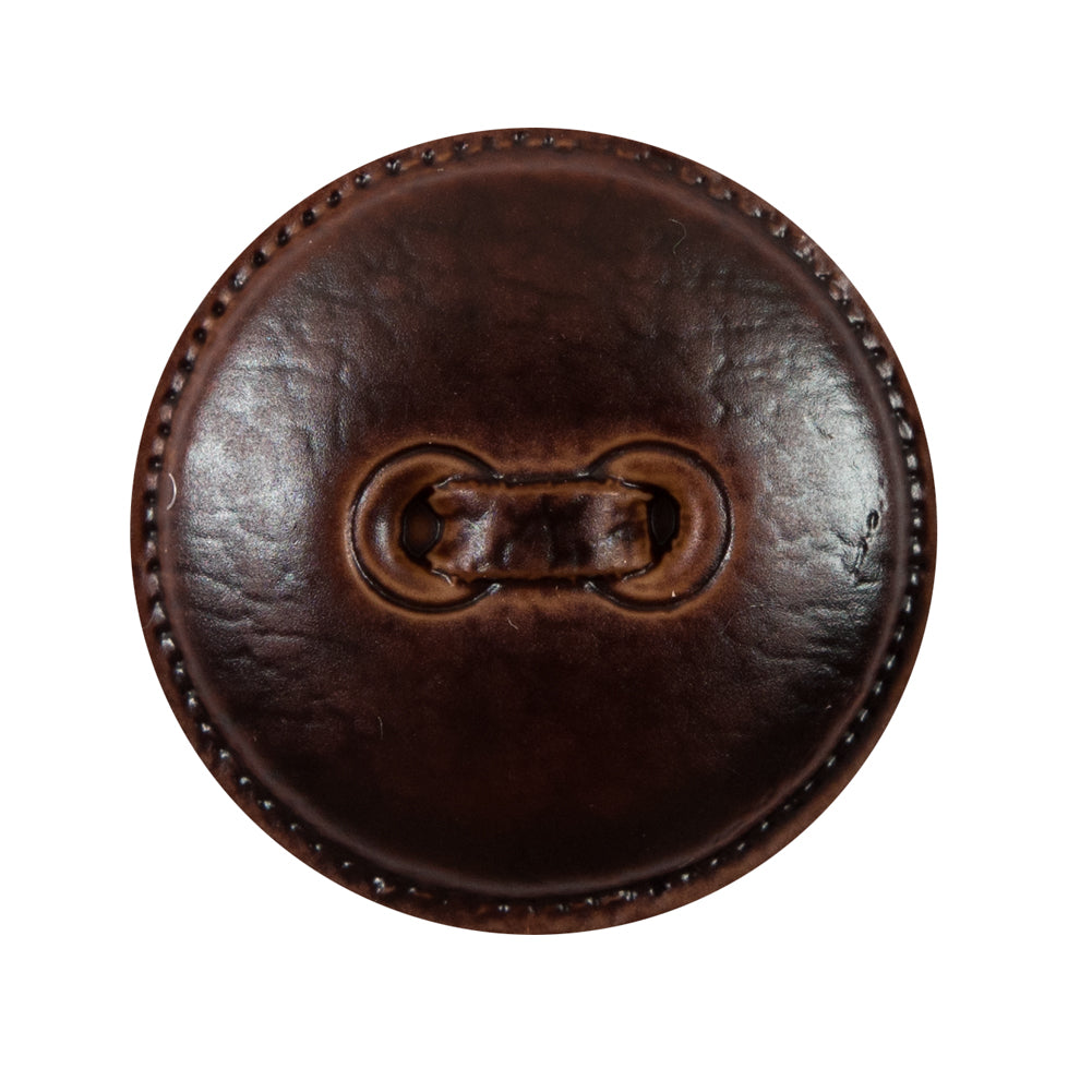 Italian Dark Brown Faux Leather Plastic Button - 48L/30.5mm