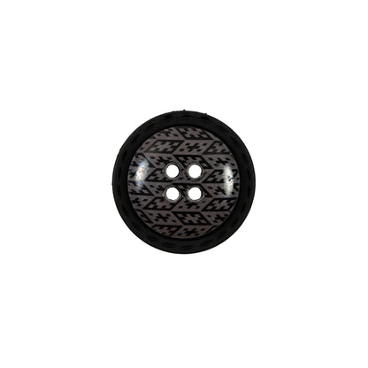 Italian Black and Elderberry Purple Geometric Domed Button - 24L/15mm