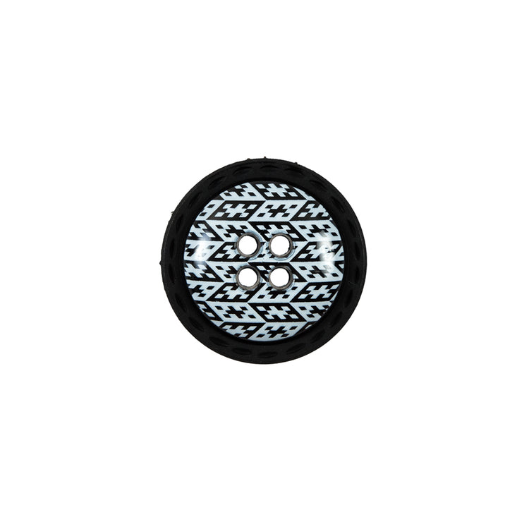 template--25130090922057__main-Italian Black and White Geometric Domed Button - 24L/15mm