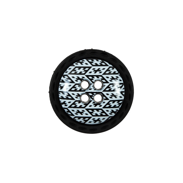 template--25130090922057__main-Italian Black and White Geometric Domed Button - 32L/20mm