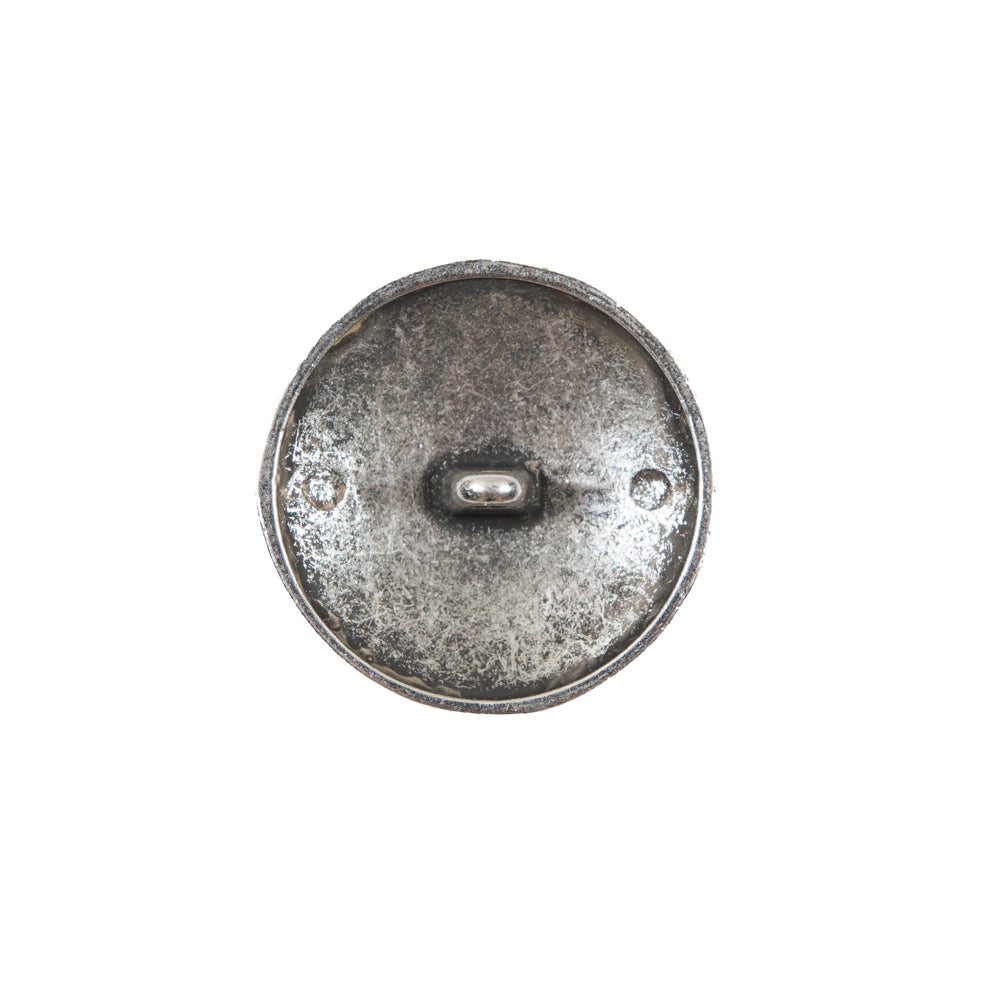 Italian Aqua and Silver Floral Metal Button - 32L/20mm - Detail