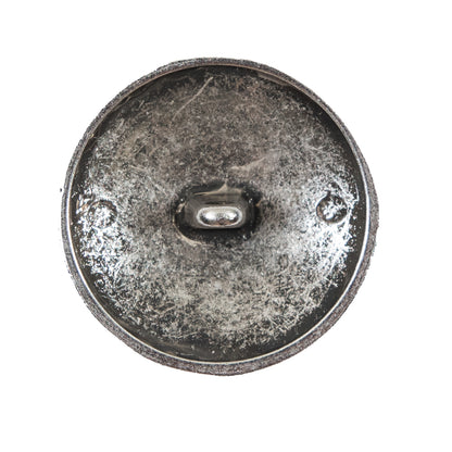 Italian Aqua and Silver Floral Metal Button - 44L/28mm Detail