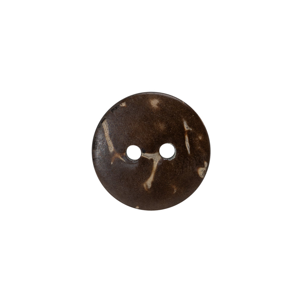 Italian Brown Carved Coconut Button - 24L/15mm Detail