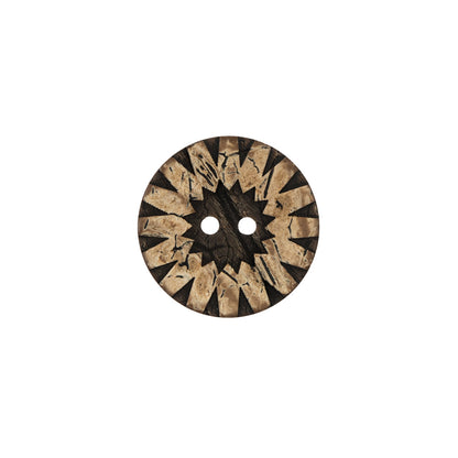 Italian Brown Carved Coconut Button - 24L/15mm