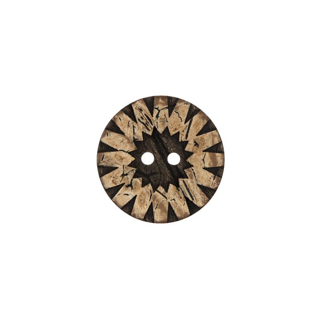 Italian Brown Carved Coconut Button - 24L/15mm