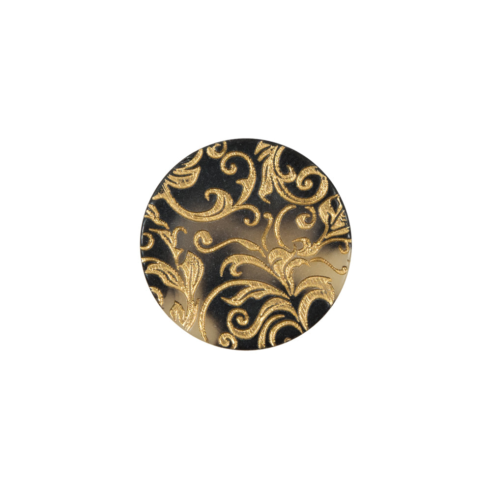 Italian Gold Etched Horn Button - 28L/18mm