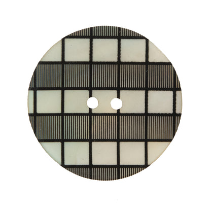 Italian Black and White Checkered Mother Of Pearl Button - 44L/28mm