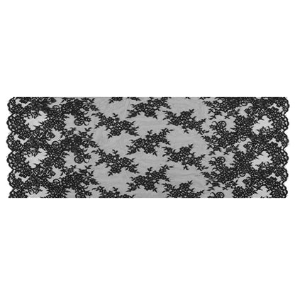Black Floral Fancy Corded Lace with Scalloped Eyelash Edges - Folded