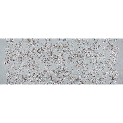 Stretch Net with Sequins - White and Copper Fancy Floral Clusters on Black Full