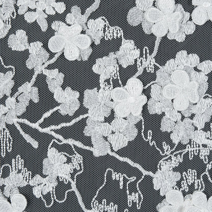 Off-White 3D Floral Embroidered Lace on a Stretch Netting - Full
