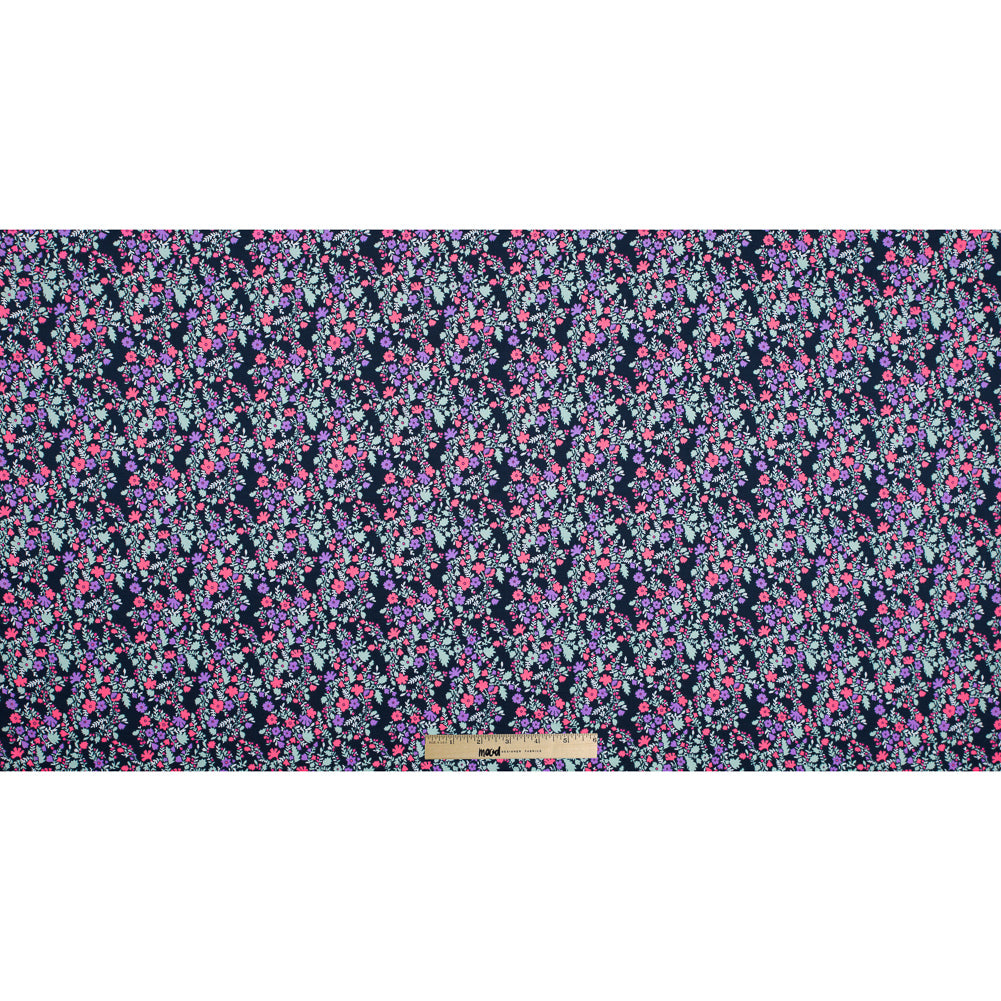 Cotton Voile Print - Hot Pink, Pale Aqua and Black Iris Floral Full