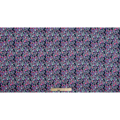 Cotton Voile Print - Hot Pink, Pale Aqua and Black Iris Floral Full