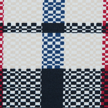 Dark Navy, Ribbon Red and White Swan Plaid Stretch Cotton Twill Full