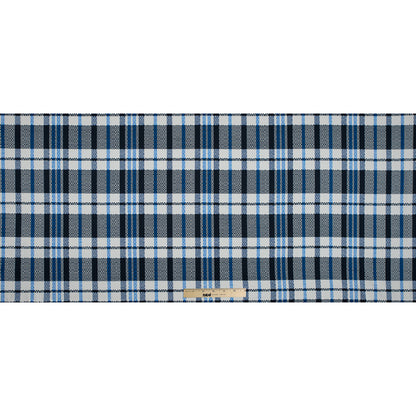 Dark Navy and White Swan Plaid Stretch Cotton Twill - Folded