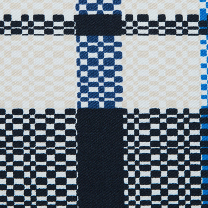 Dark Navy and White Swan Plaid Stretch Cotton Twill - Full