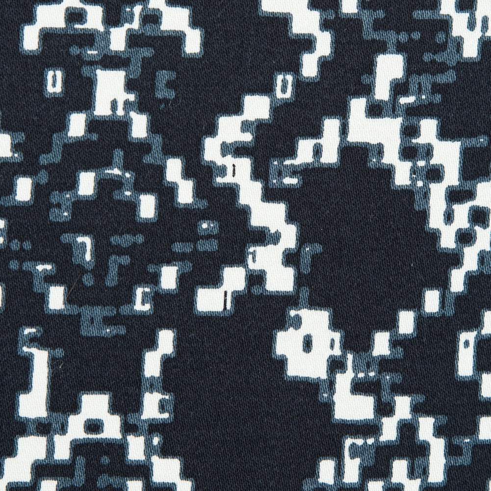 Black and Winter White Abstract Printed Stretch Cotton Sateen Full