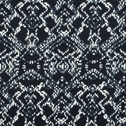 Black and Winter White Abstract Printed Stretch Cotton Sateen