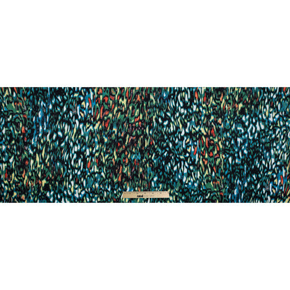 Medium Green and Yellow Cream Abstract Printed Stretch Cotton Sateen - Full