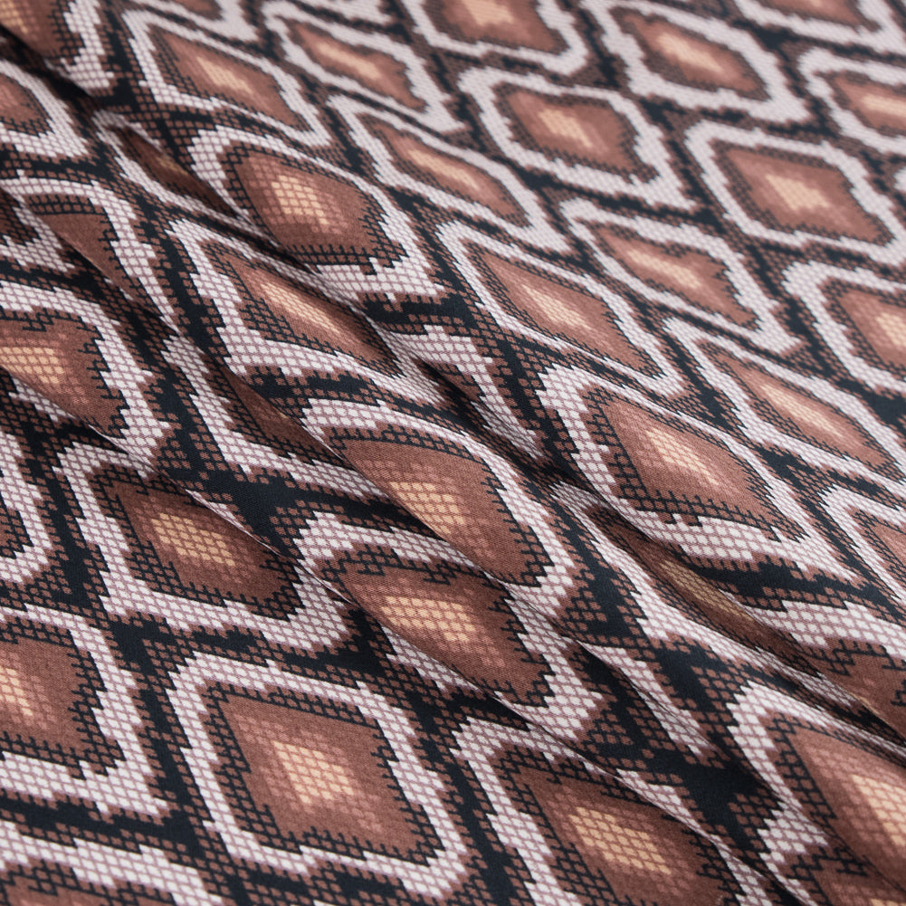 Friar Brown and Pearl Python Printed Stretch Cotton Sateen - Detail