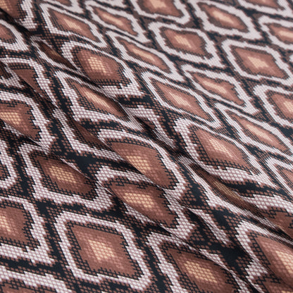 Friar Brown and Pearl Python Printed Stretch Cotton Sateen - Detail