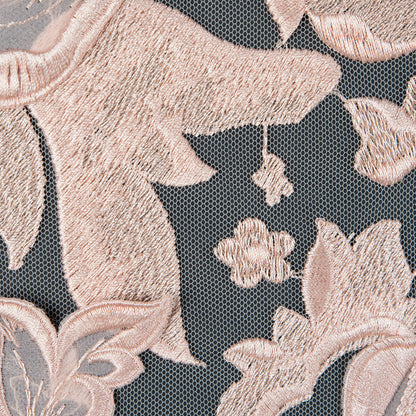 Blush 3D Floral Embroidered Lace on a Blush Netting - Full